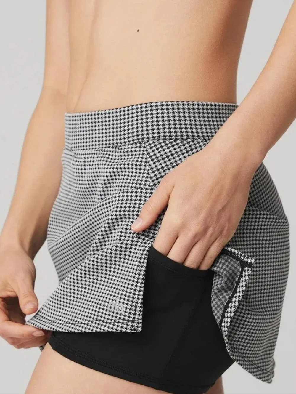 Alo Micro Houndstooth Tennis Skirt Build-in Shorts Pickleball Running